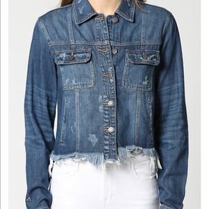 HIDDEN Dark Wash Cropped Fitted Jacket